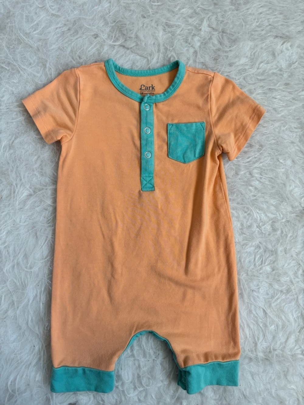 Lark Baby Peach and Teal Short Sleeve Bamboo Summer Romper